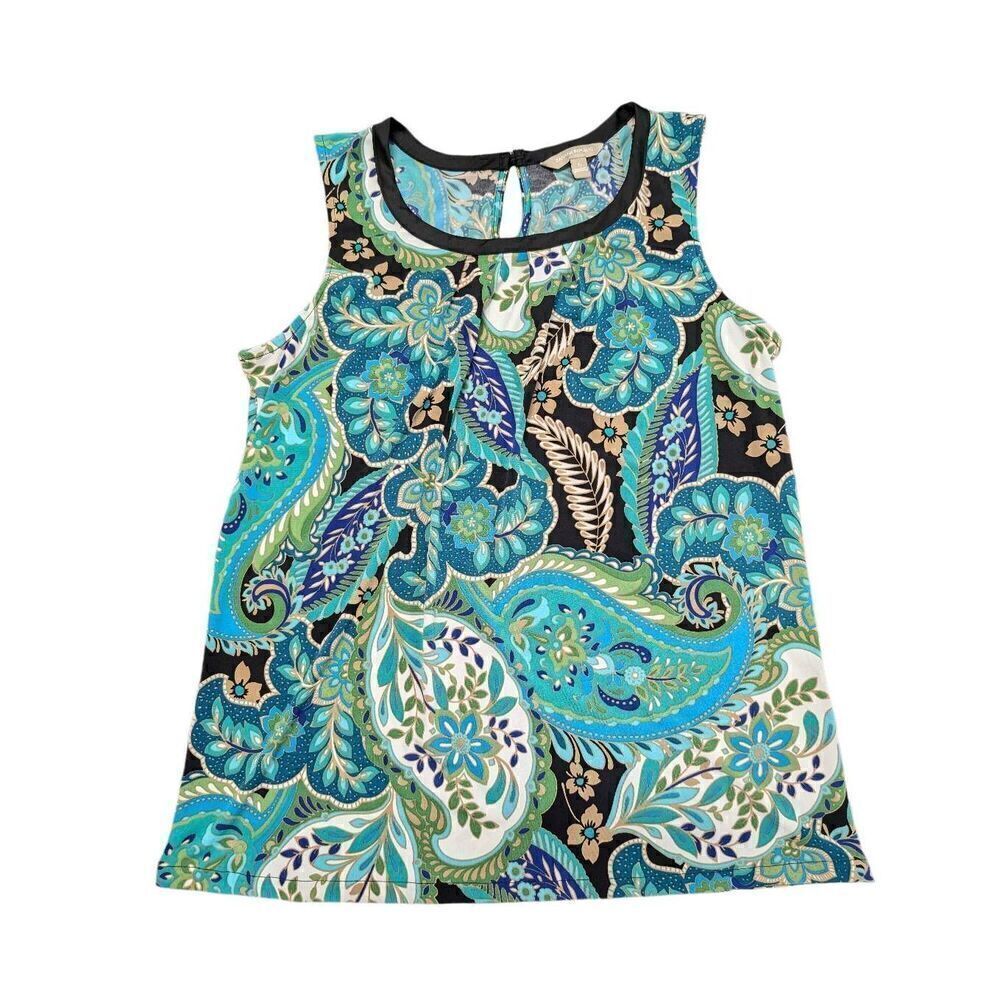 Banana Republic Paisley Floral Sleeveless Top in Blue/Green/Multi Women’s Small
